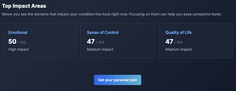Personal tinnitus plan screenshot